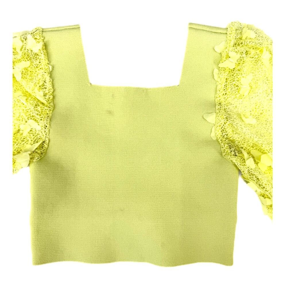 Free People Intimately NWT Flutter By Butterfly Lemon Bandage Knit Cute Crop Top - Picture 5 of 8